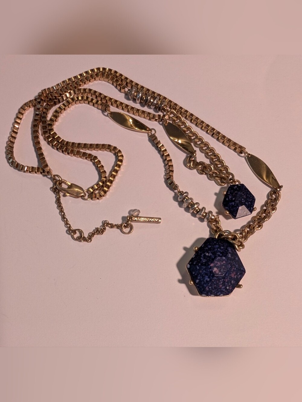 Kenneth Cole NY Northern Star Blue Pendants Double Layered Gold Chain